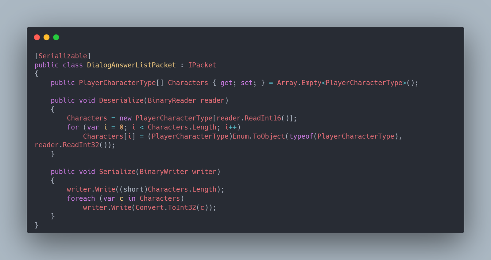 Custom Packet Serialization